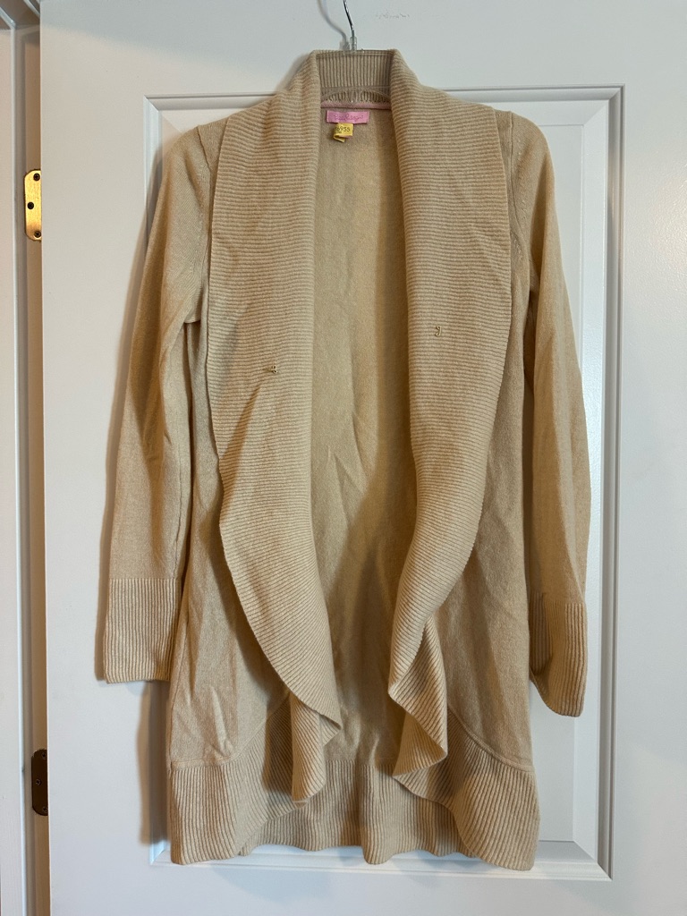 Lilly Pulitzer Tan Cashmere Cardigan, Small